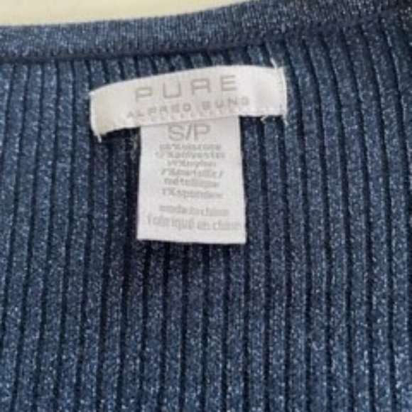 Pure Alfred Sung 2 Piece Turtleneck and Cardigan Small Set in Glitter dark blue - Picture 5 of 10